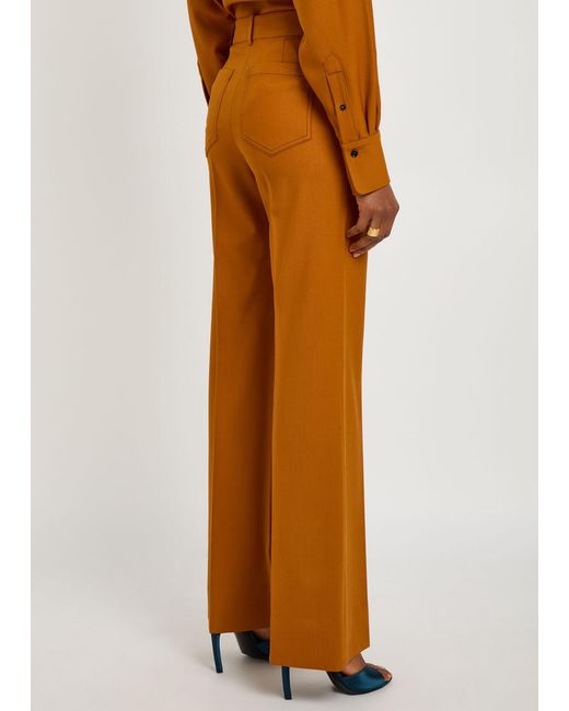 Victoria Beckham Brown Alina Flared-Leg Twill Trousers