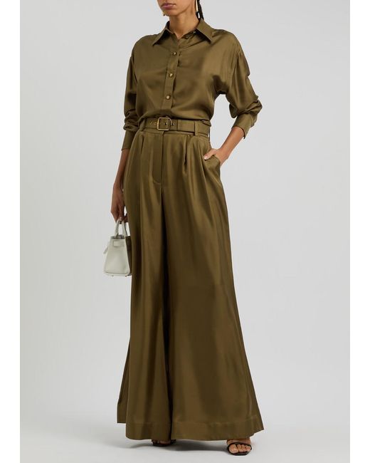 Zimmermann Green Crush Silk-Twill Shirt