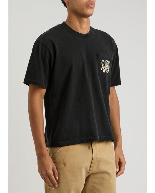 CHERRY LA Black American West Printed Cotton T-Shirt for men