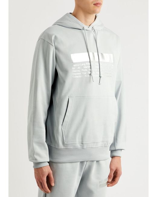 Helmut Lang Gray Outer Space Printed Hooded Cotton Sweatshirt for men