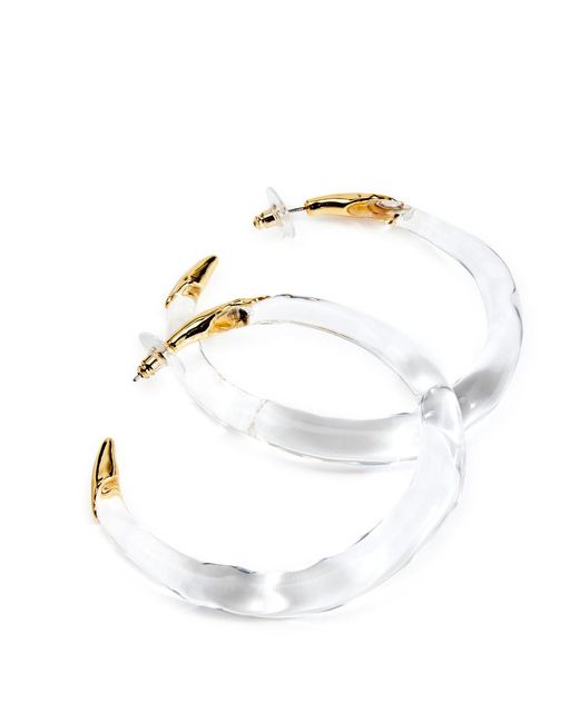 Alexis White Molten Lucite And 14Kt-Plated Hoop Earrings