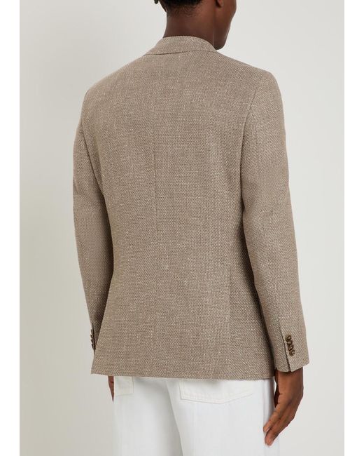 Boss Brown Hutson Wool And Linen-Blend Blazer for men