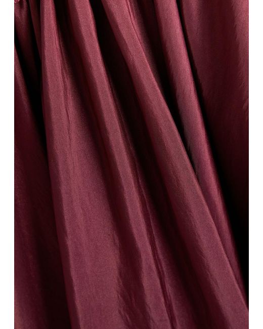 Jonathan Simkhai Purple Kenlie Gathered Knit And Taffeta Midi Dress