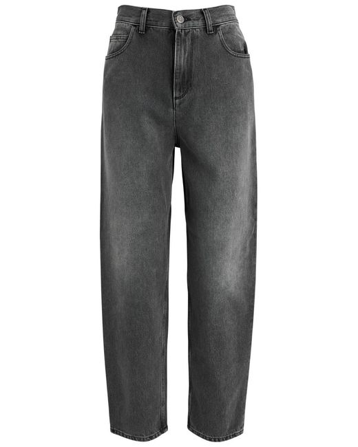 Moncler Gray Faded Cropped Straight-Leg Jeans