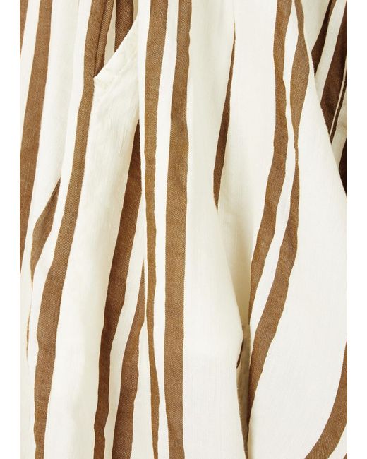 Bella Dahl Natural Striped Wide-Leg Linen-Blend Trousers