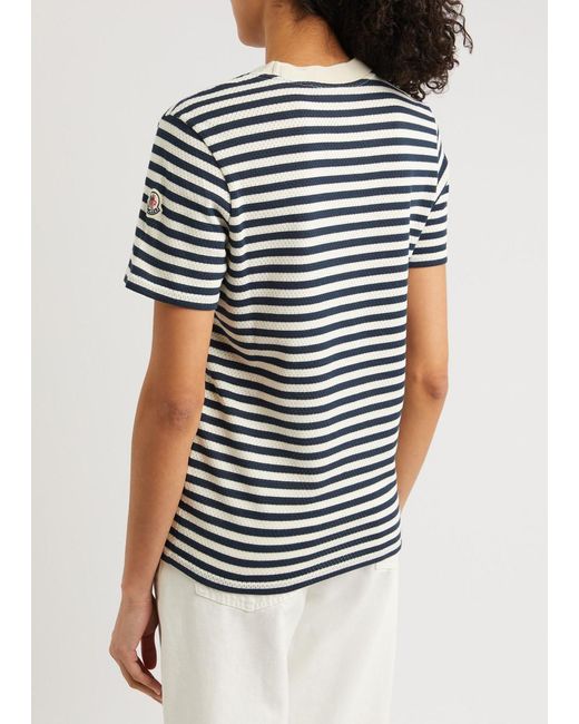 Moncler Black Striped Pointelle-Knit Cotton T-Shirt