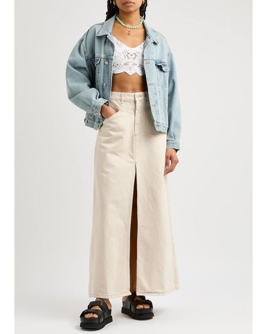 Free People Natural Come As You Are Denim Maxi Skirt