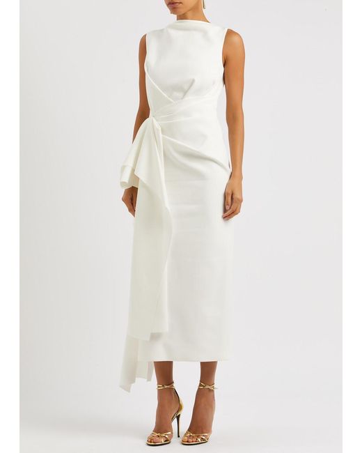 Roksanda White Calatrava Draped Midi Dress