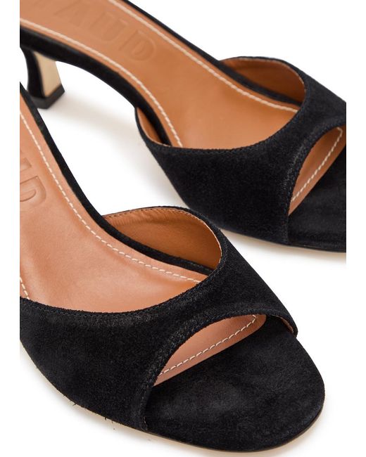 Staud Black Brigitte 60 Brushed Suede Mules