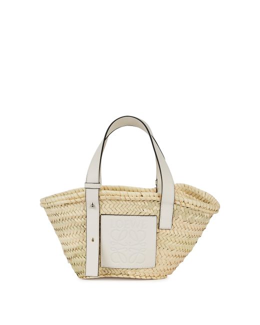 Loewe Metallic Small Sand Raffia Basket Bag, Bag