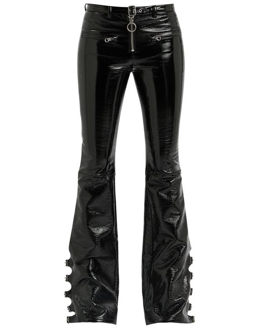 Courreges Black Cut-Out Coated Bootcut Trousers