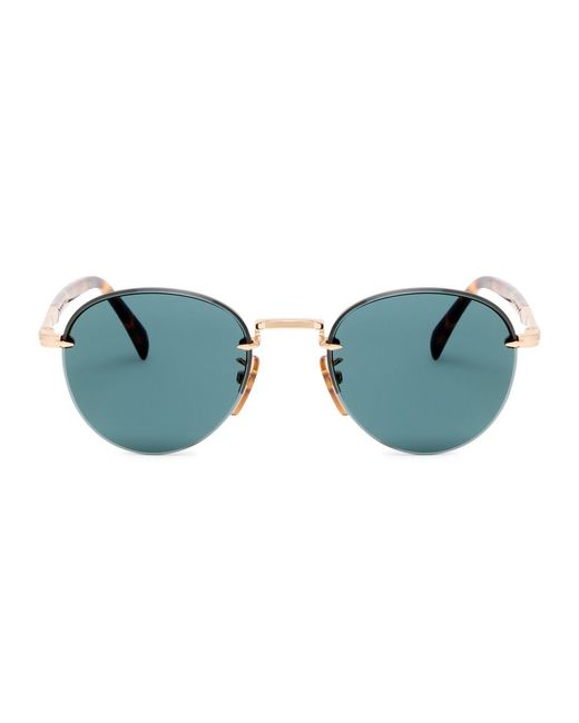 David Beckham Blue Rimless Round-Frame Sunglasses for men
