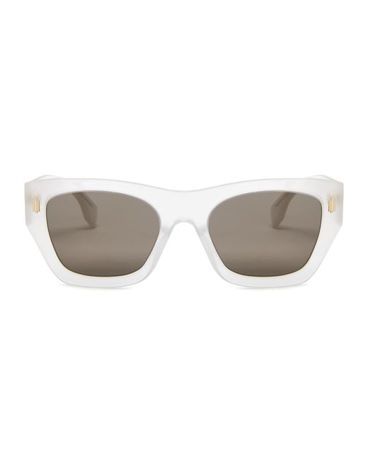 Fendi White Roma Rectangle-frame Sunglasses