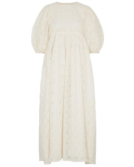 Sister Jane White Wind Chime Embroidered Tulle Midi Dress
