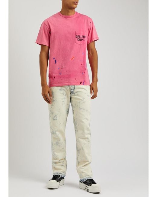 GALLERY DEPT. Pink Paint-splattered Logo Cotton T-shirt for men