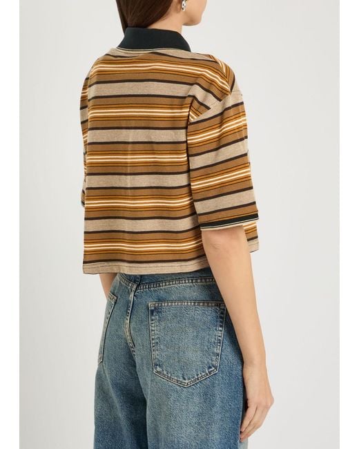 Isabel Marant Multicolor Isalyne Asymmetric Striped Cotton Polo Top