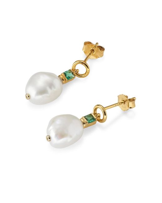 V By Laura Vann Metallic Fleur 18kt Gold Vermeil Drop Earrings