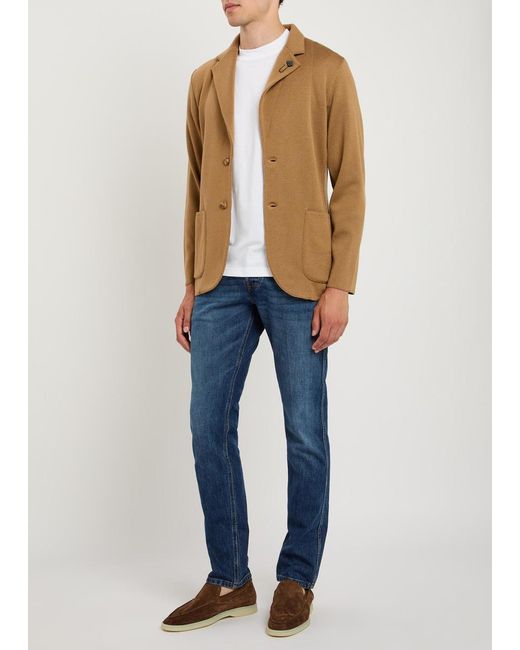 Lardini Brown Fine-Knit Wool Jacket for men