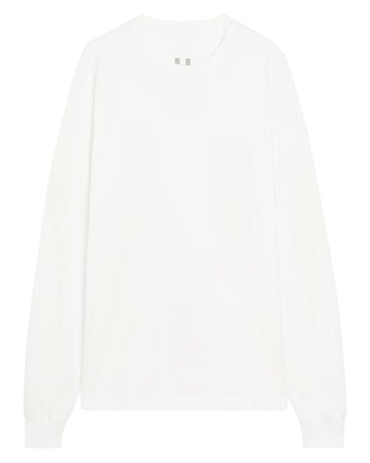 Rick Owens White Long-Sleeve Cotton T-Shirt for men