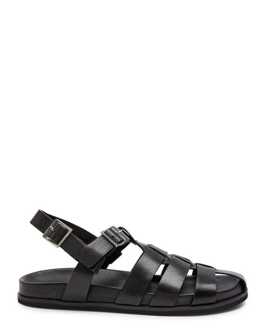 GRENSON Black Quinton Leather Sandals for men