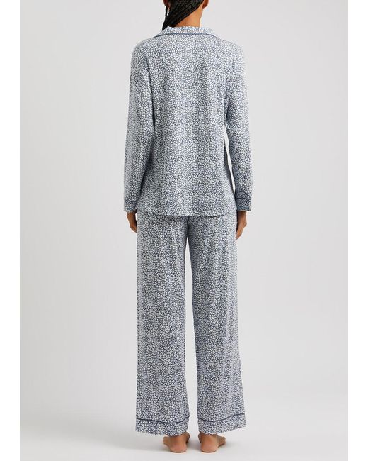Eberjey Blue Gisele Leopard-print Jersey Pyjama Set