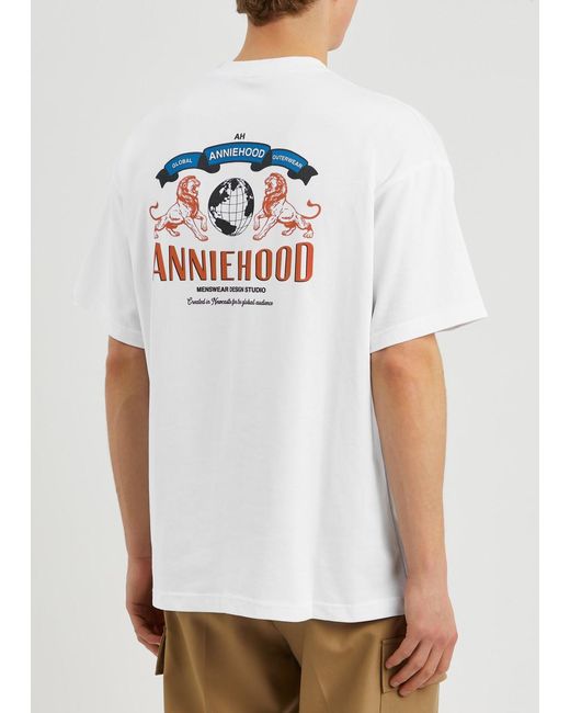 Annie Hood White Circus Printed Cotton T-Shirt for men