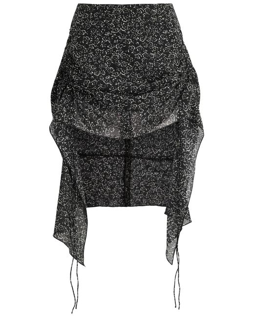 KNWLS Black Aldra Floral-Print Chiffon Mini Skirt