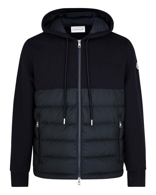 Moncler Blue Hooded Jersey And Quilted Shell Sweatshirt for men