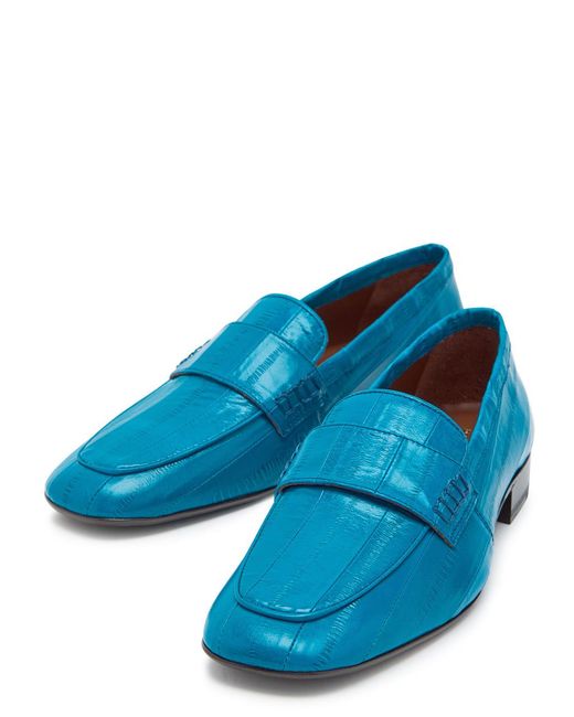 Dries Van Noten Blue Textured Leather Loafers