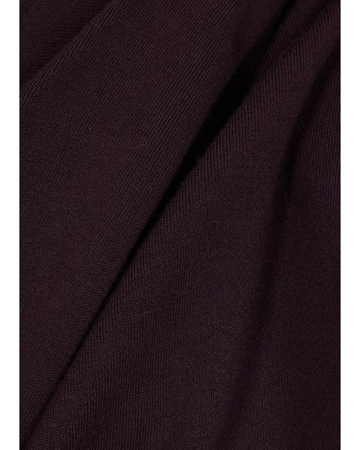 Saint Laurent Black Hooded Cross-over Wool Top