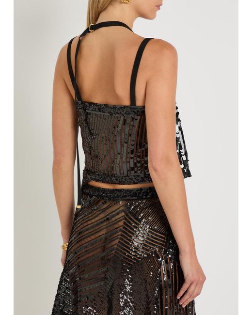 Emilio Pucci Black Sequin-Embellished Tulle Top