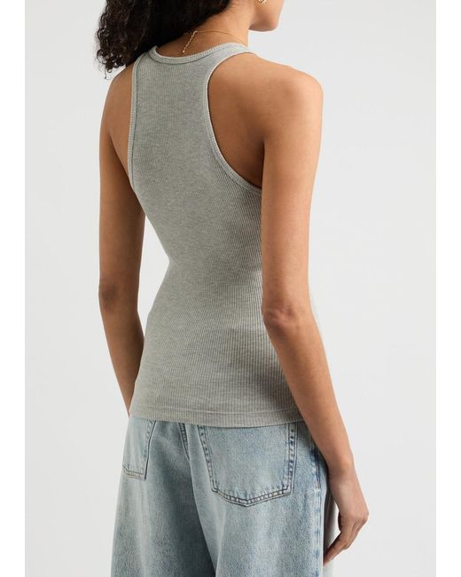 Agolde Gray Bianca Ribbed Stretch-Jersey Tank