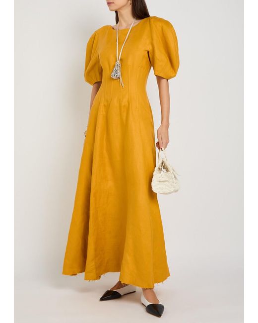 Gabriela Hearst Purple Ranya Linen Maxi Dress
