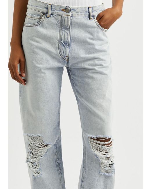The Row Gray Burty Ripped Straight-Leg Jeans