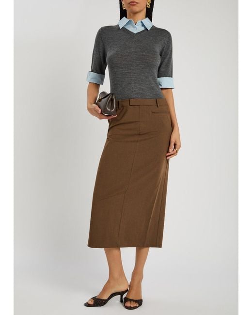Staud Multicolor Geo Layered Woven Midi Dress