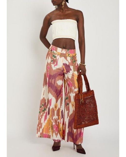 Emporio Sirenuse Natural Flavia Pleated Cotton-Blend Bandeau Top