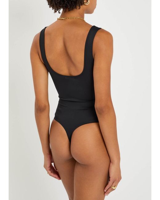 GOOD AMERICAN Black Scuba Modern Tank Stretch-Jersey Bodysuit