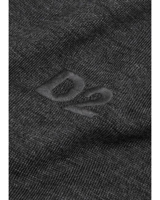 DSquared² Gray Logo-Embroidered Wool Polo Shirt for men
