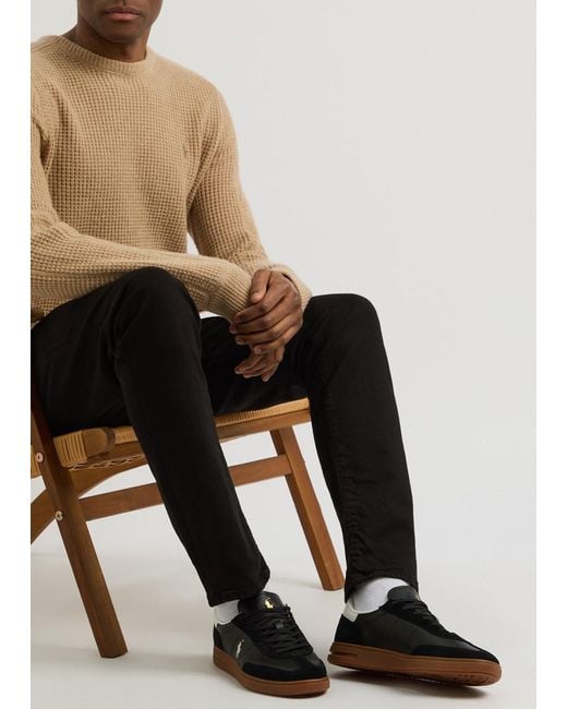 Polo Ralph Lauren Black Bedford Panelled Leather Sneakers for men