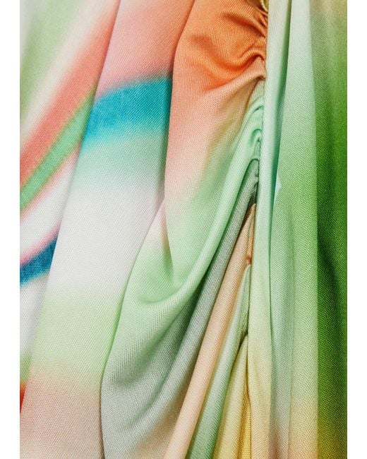 Siedres Green Misty Printed Jersey Maxi Dress