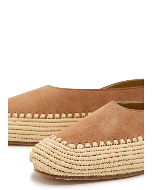 Gabriela Hearst Brown Strength Raffia And Suede Flats