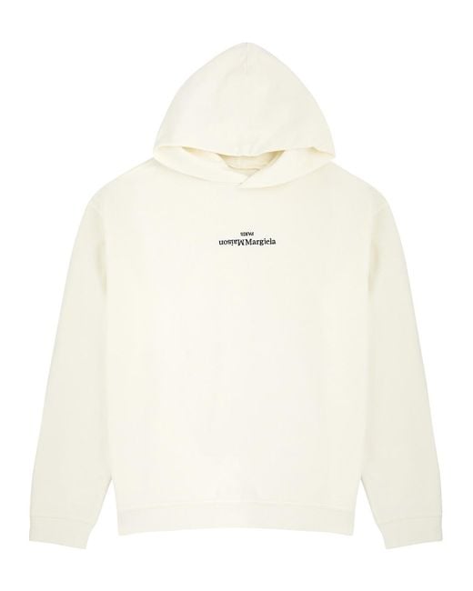 Maison Margiela White Logo Hooded Cotton Sweatshirt for men