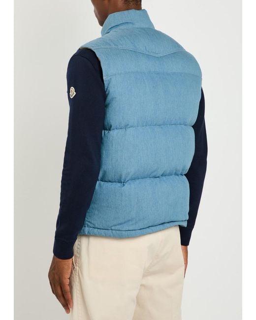 Moncler Blue Logo-Appliquéd Padded Denim Gilet for men