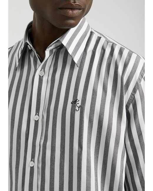 Acne White Sandrok Striped Jersey Shirt for men