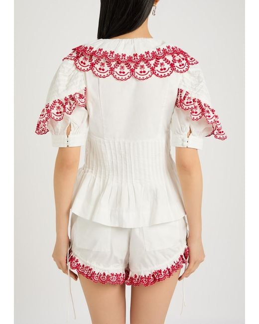 Damson Madder Caroline Embroidered Cotton Blouse