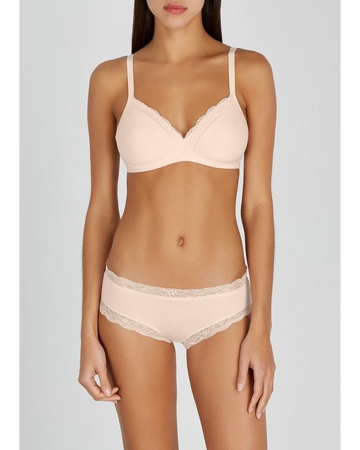 Hanro Natural Lace-Trimmed Soft-Cup Bra
