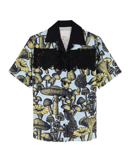 3.1 Phillip Lim Black Ethereal Mushrooms Printed Silk-Blend Shirt