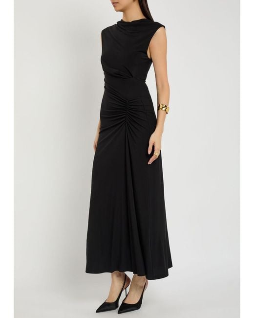 Jonathan Simkhai Black Acacia Draped Jersey Maxi Dress