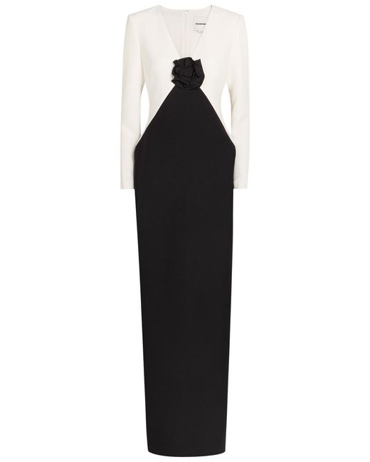Roland Mouret Black Colour-Blocked Crepe Maxi Dress