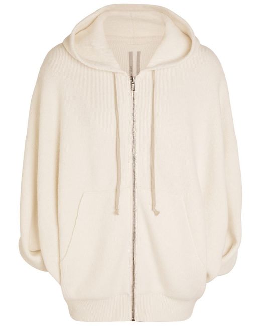 Rick Owens Natural Maglia Zipped Hooded Knit Jumper for men